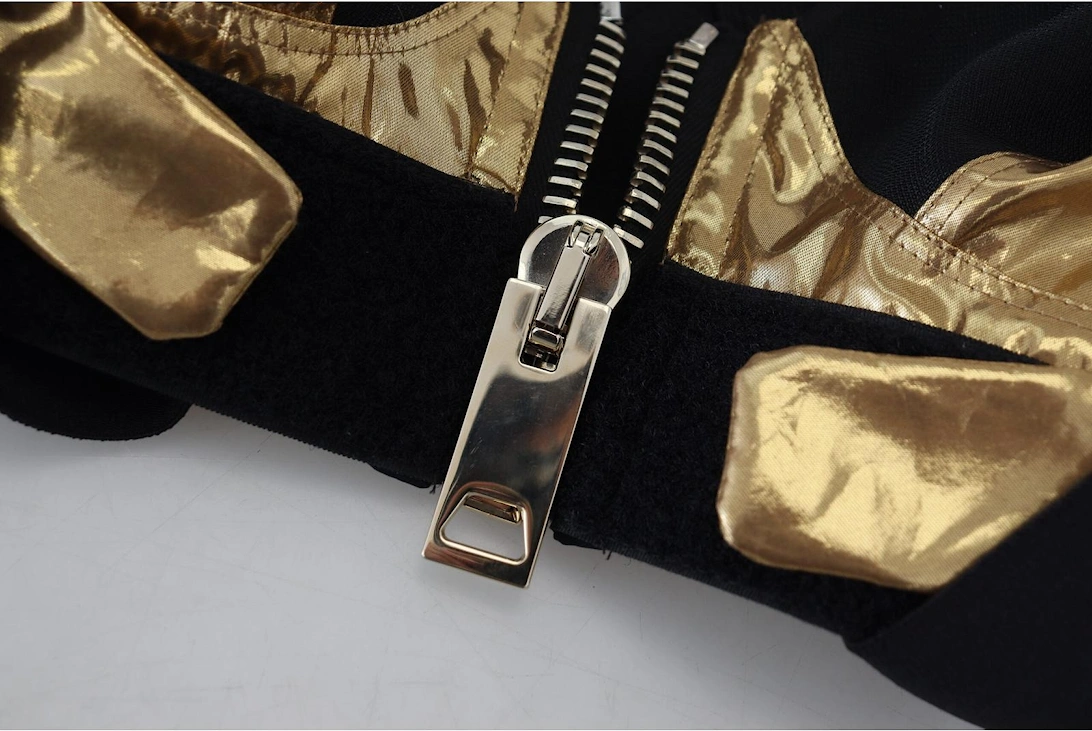 Metallic ZipFront Racerback Top Women - Gold Black T-Shirts