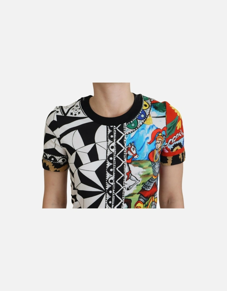 Cotton Printed Casual T-Shirt with Logo Details Women - Multicolor