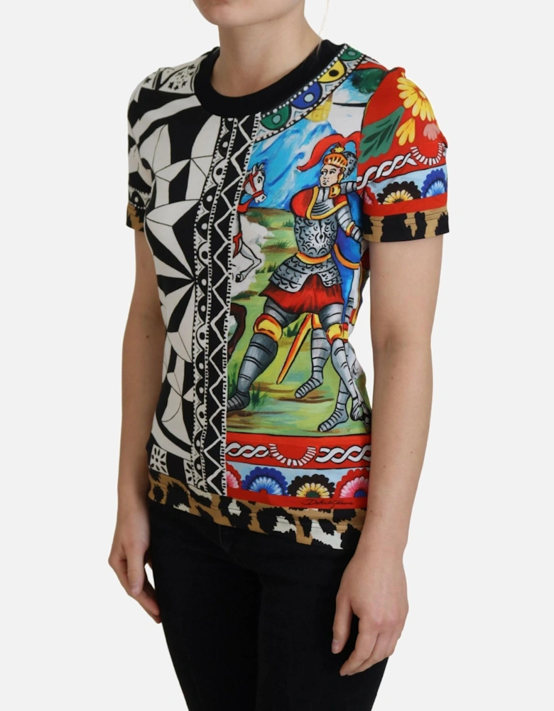 Cotton Printed Casual T-Shirt with Logo Details Women - Multicolor