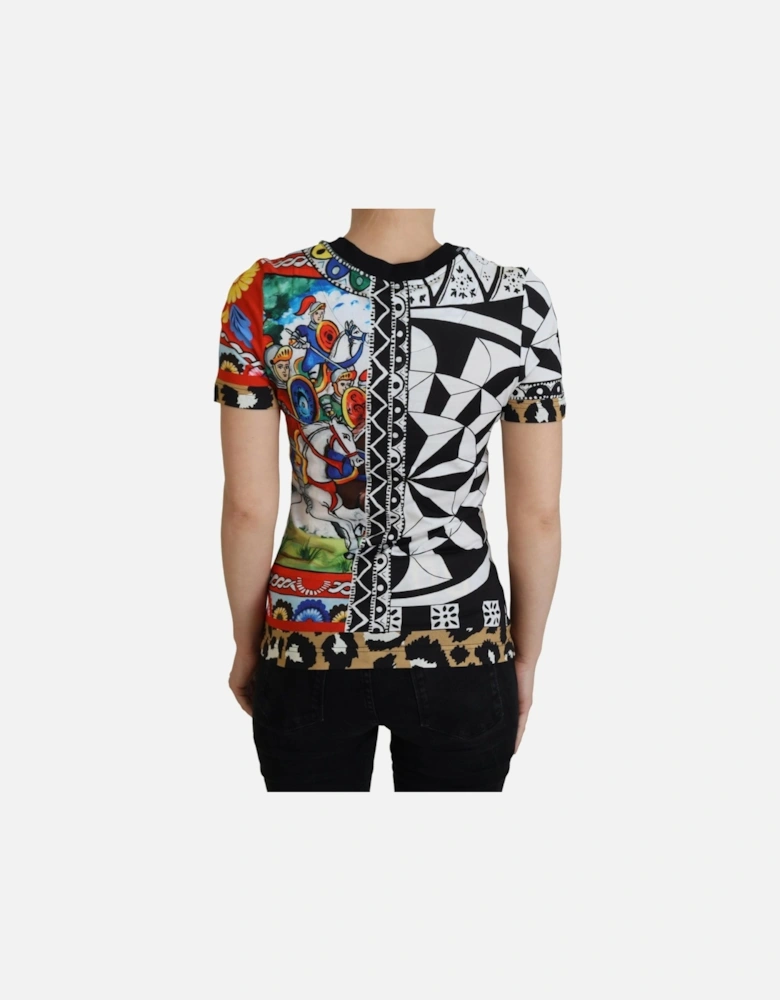 Cotton Printed Casual T-Shirt with Logo Details Women - Multicolor