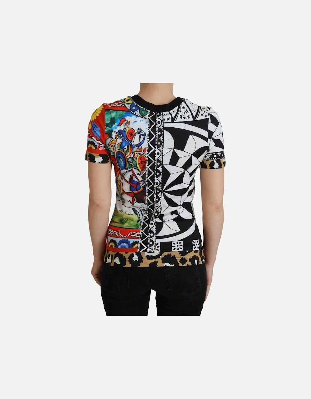 Cotton Printed Casual T-Shirt with Logo Details Women - Multicolor