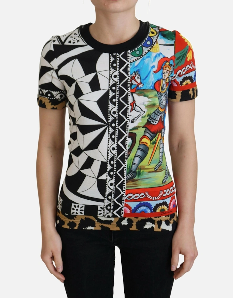 Cotton Printed Casual T-Shirt with Logo Details Women - Multicolor