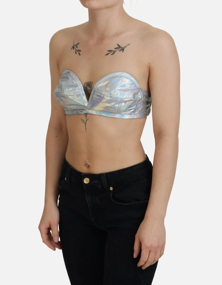 Bustier Brassiere Top with Hook Eye Closure Women - Silver T-Shirts
