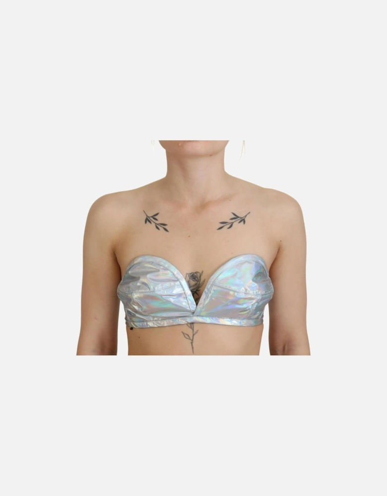 Bustier Brassiere Top with Hook Eye Closure Women - Silver T-Shirts