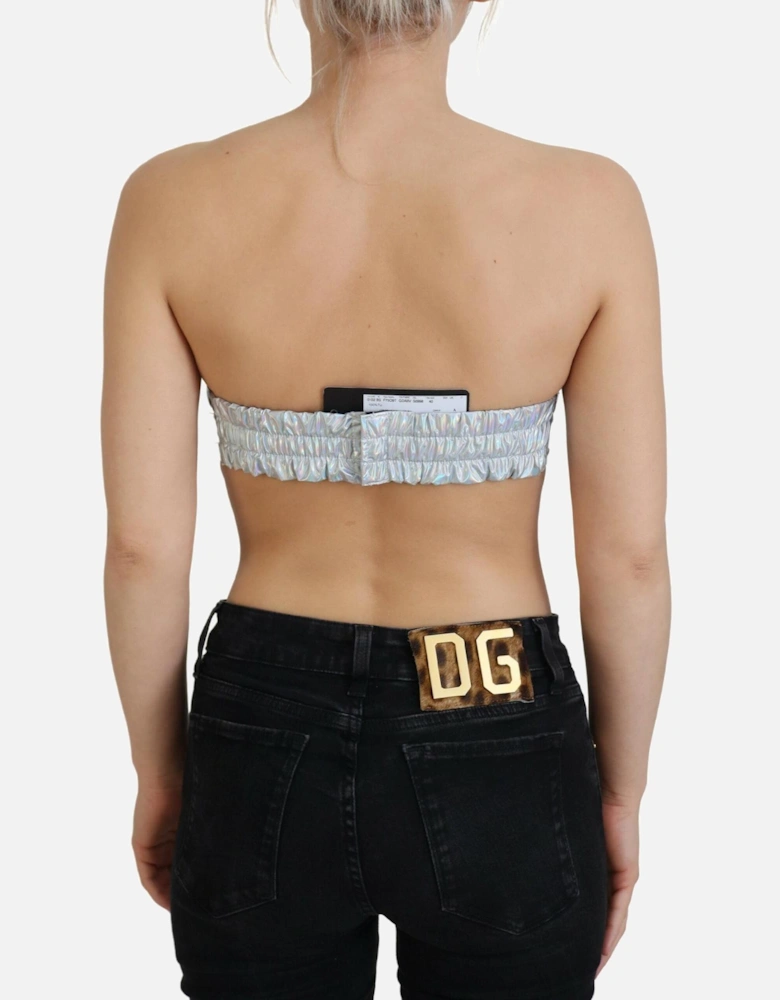 Bustier Brassiere Top with Hook Eye Closure Women - Silver T-Shirts