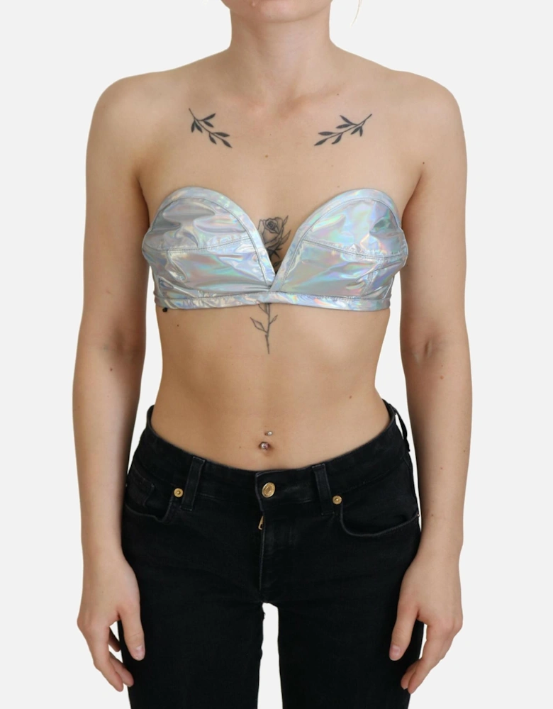 Bustier Brassiere Top with Hook Eye Closure Women - Silver T-Shirts