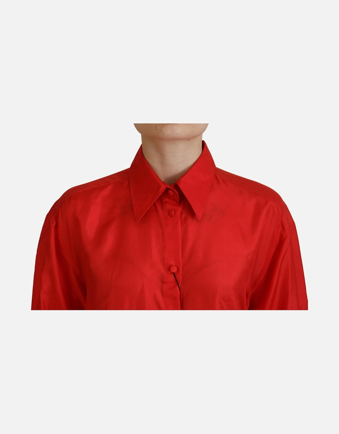 Dolce Gabbana Silk Shirt Red Long Sleeve Women