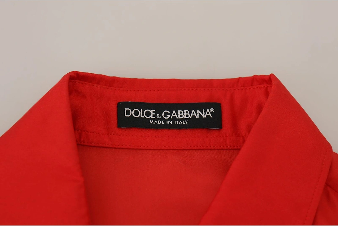 Dolce Gabbana Silk Shirt Red Long Sleeve Women