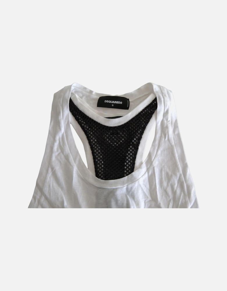 Crewneck Sleeveless Tank with Logo Details Women - Black And White
