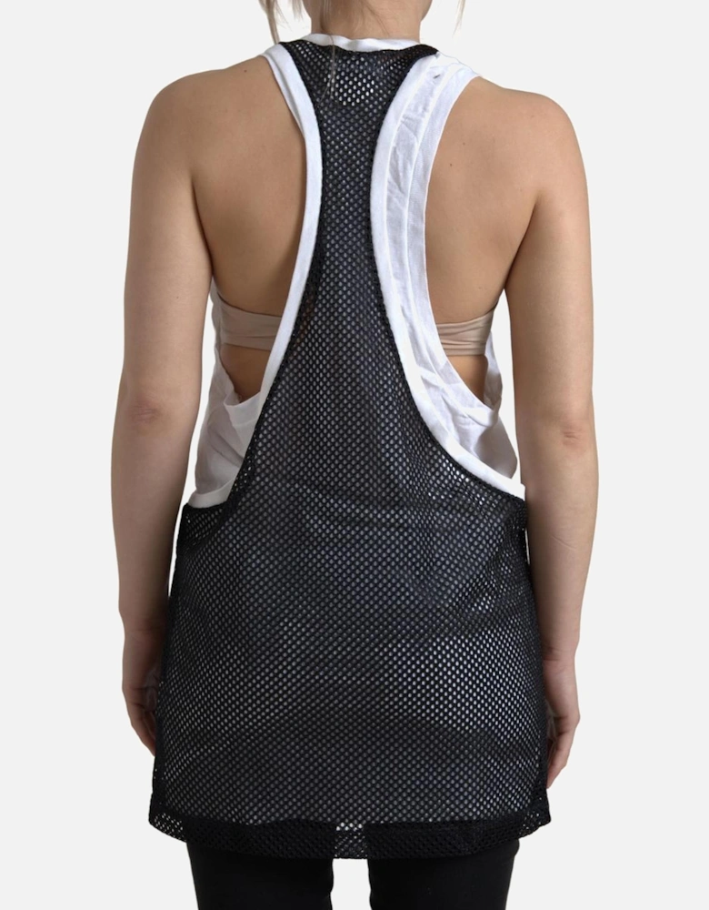Crewneck Sleeveless Tank with Logo Details Women - Black And White