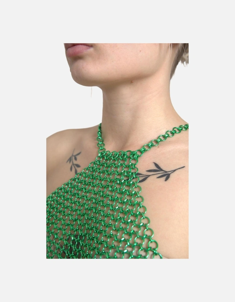 Chainmail Halter Top Sleeveless Style Women - Green T-Shirts