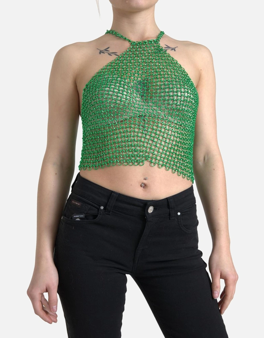 Chainmail Halter Top Sleeveless Style Women - Green T-Shirts, 6 of 5