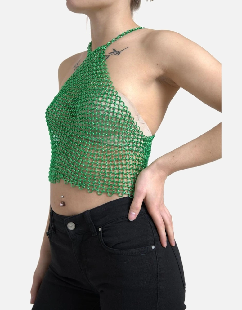 Chainmail Halter Top Sleeveless Style Women - Green T-Shirts