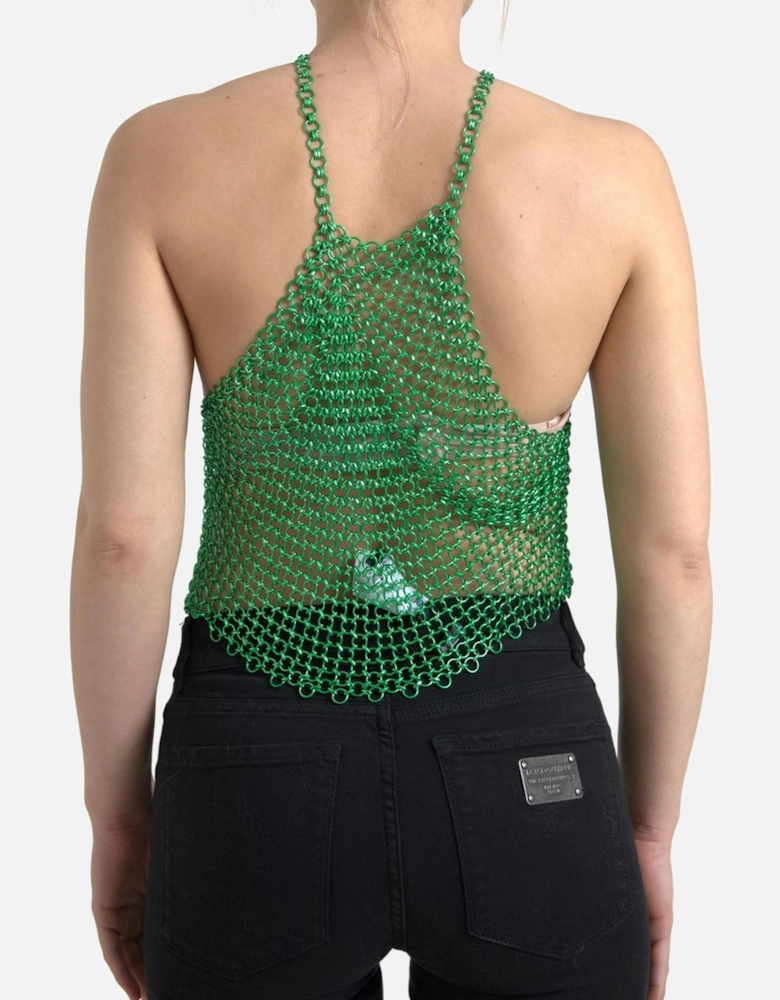 Chainmail Halter Top Sleeveless Style Women - Green T-Shirts