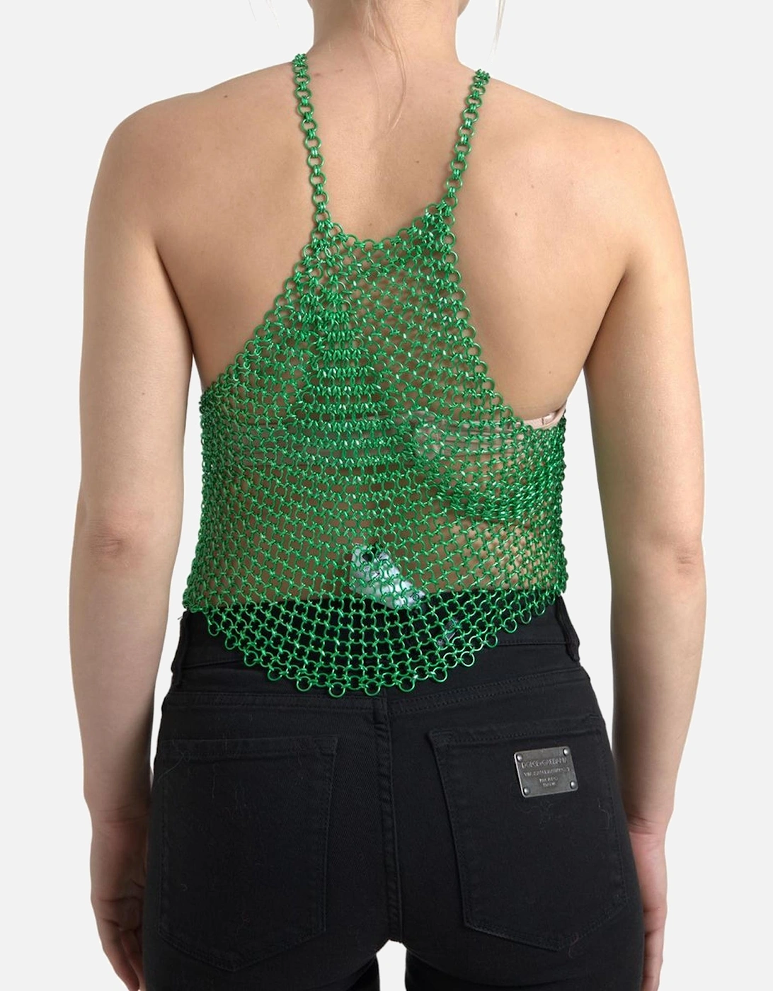 Chainmail Halter Top Sleeveless Style Women - Green T-Shirts
