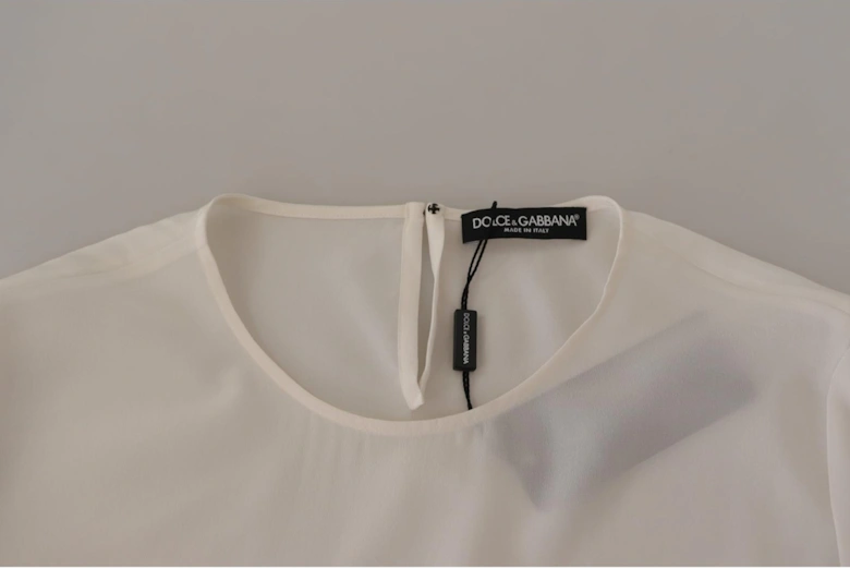 Dolce Gabbana Silk Blouse Long Sleeve Round Neck Women - White