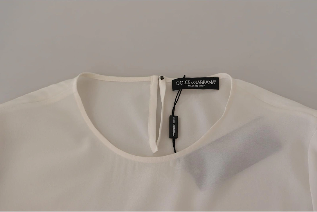 Dolce Gabbana Silk Blouse Long Sleeve Round Neck Women - White