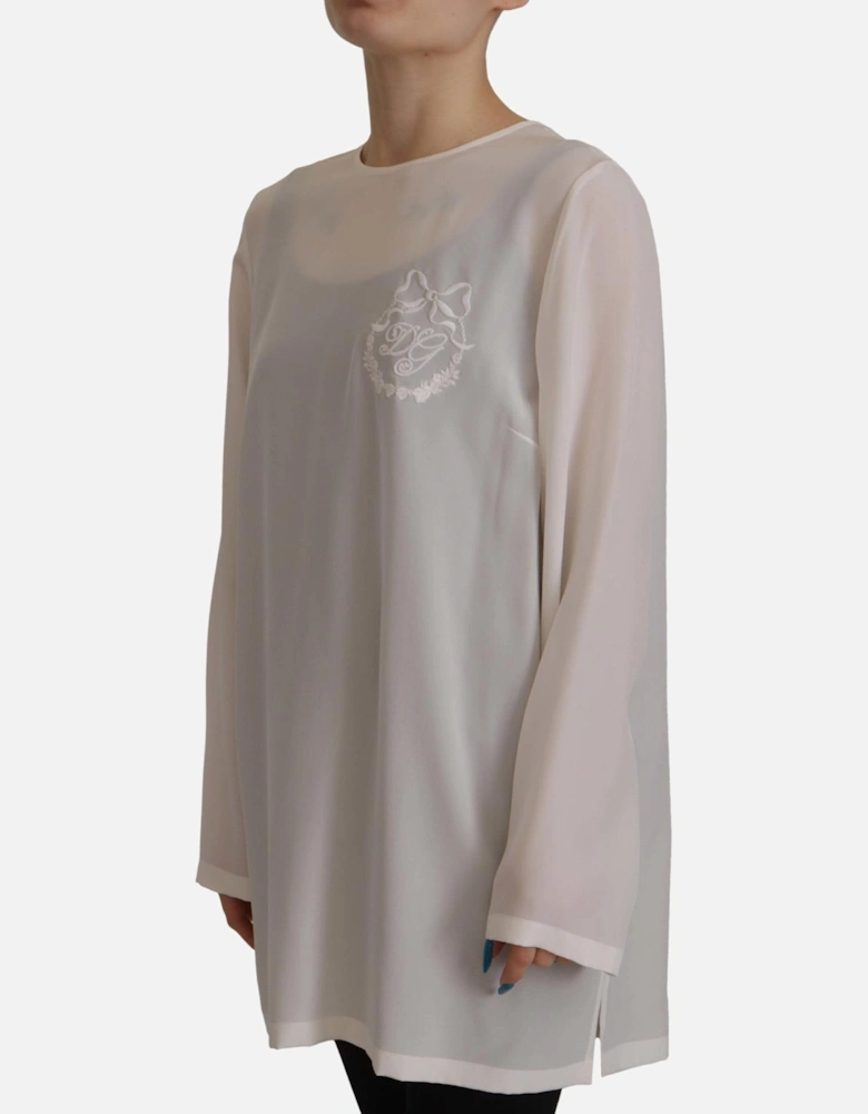 Dolce Gabbana Silk Blouse Long Sleeve Round Neck Women - White