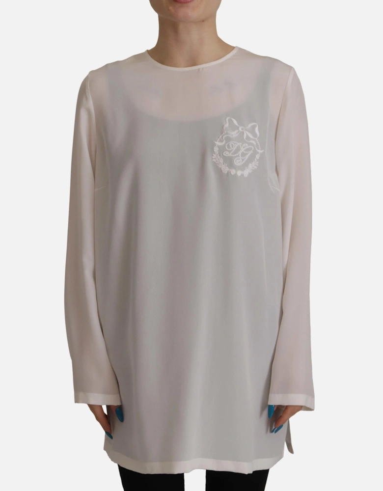 Dolce Gabbana Silk Blouse Long Sleeve Round Neck Women - White