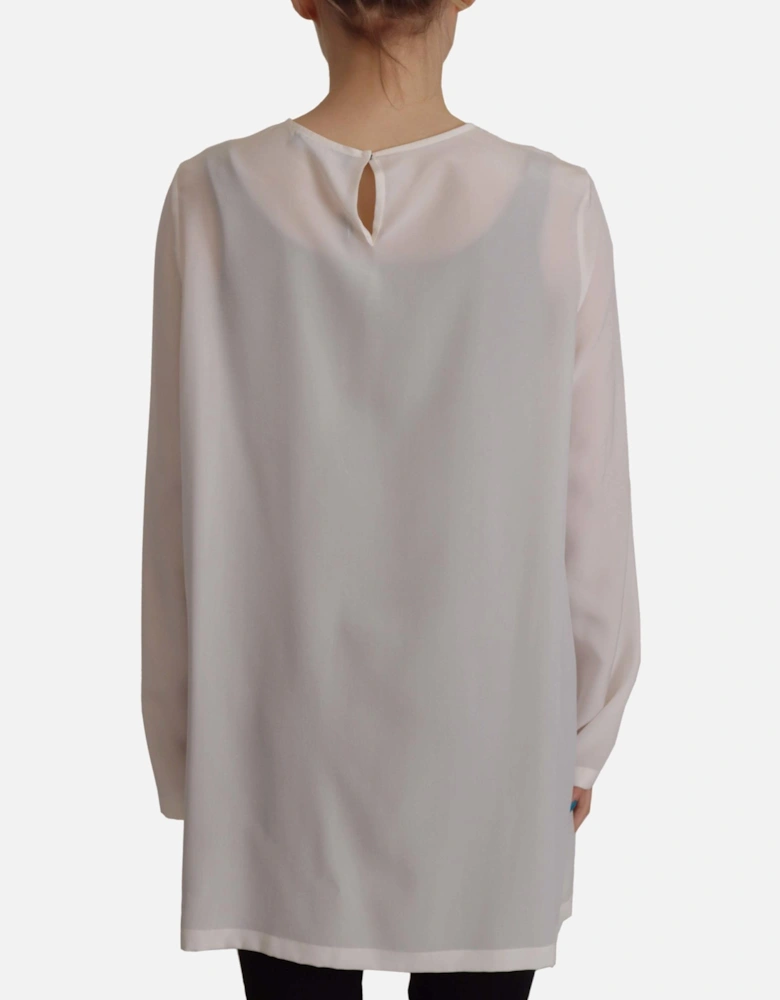 Dolce Gabbana Silk Blouse Long Sleeve Round Neck Women - White