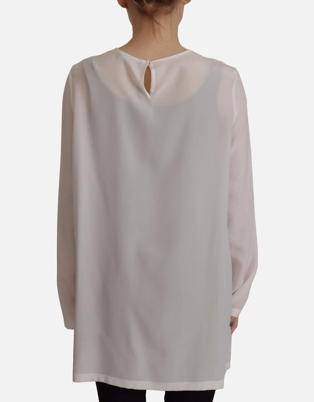 Dolce Gabbana Silk Blouse Long Sleeve Round Neck Women - White