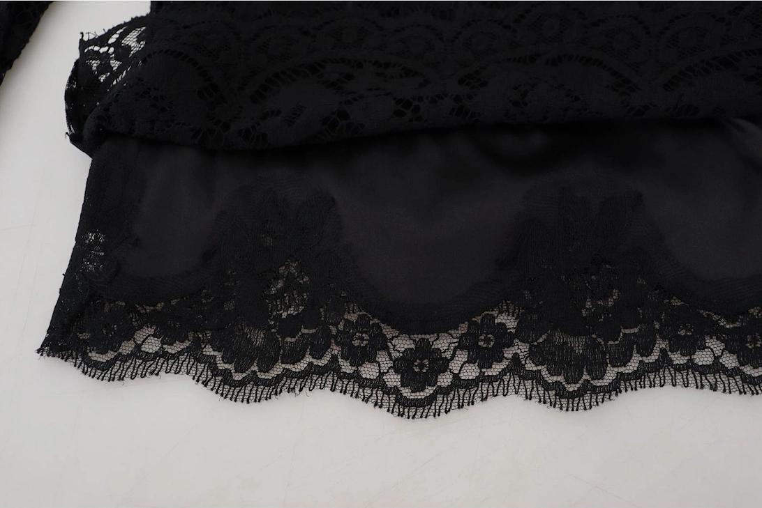 Lace Top Long Sleeve Boat Neck Women - Black T-Shirts