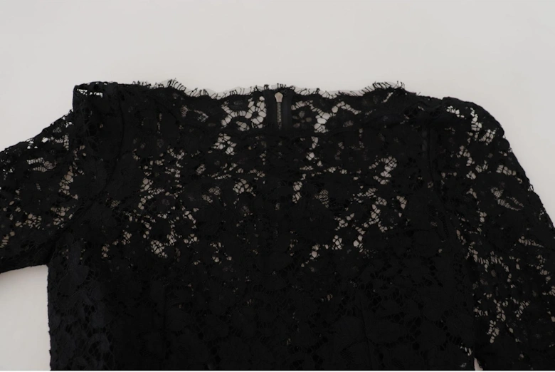 Lace Top Long Sleeve Boat Neck Women - Black T-Shirts