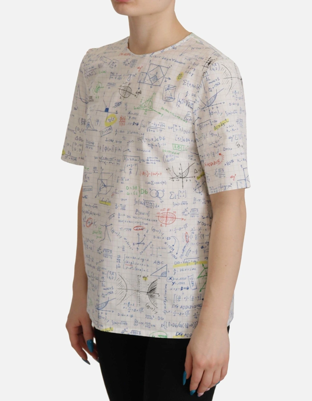 Dolce Gabbana Math Print Tshirt Women - White T-Shirts