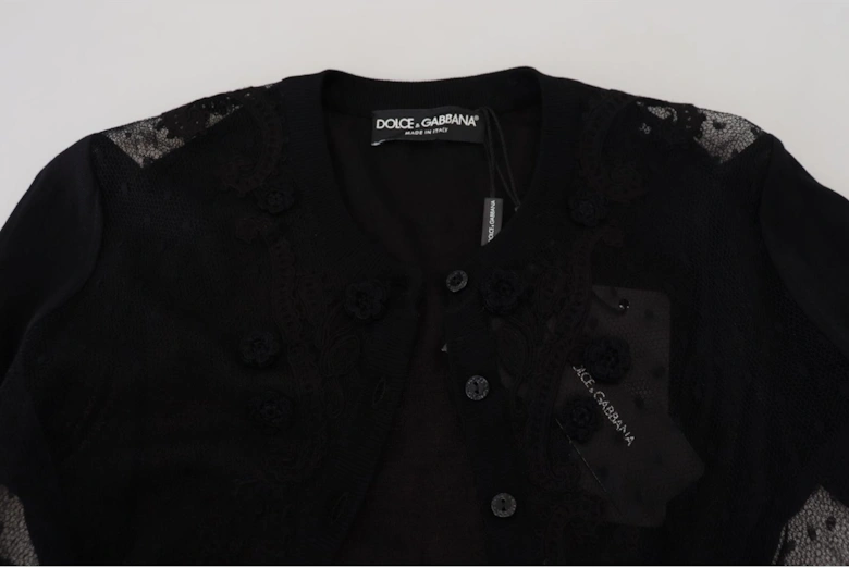 Lace Cardigan Long Sleeve TSH83743 Women - Black Sweaters
