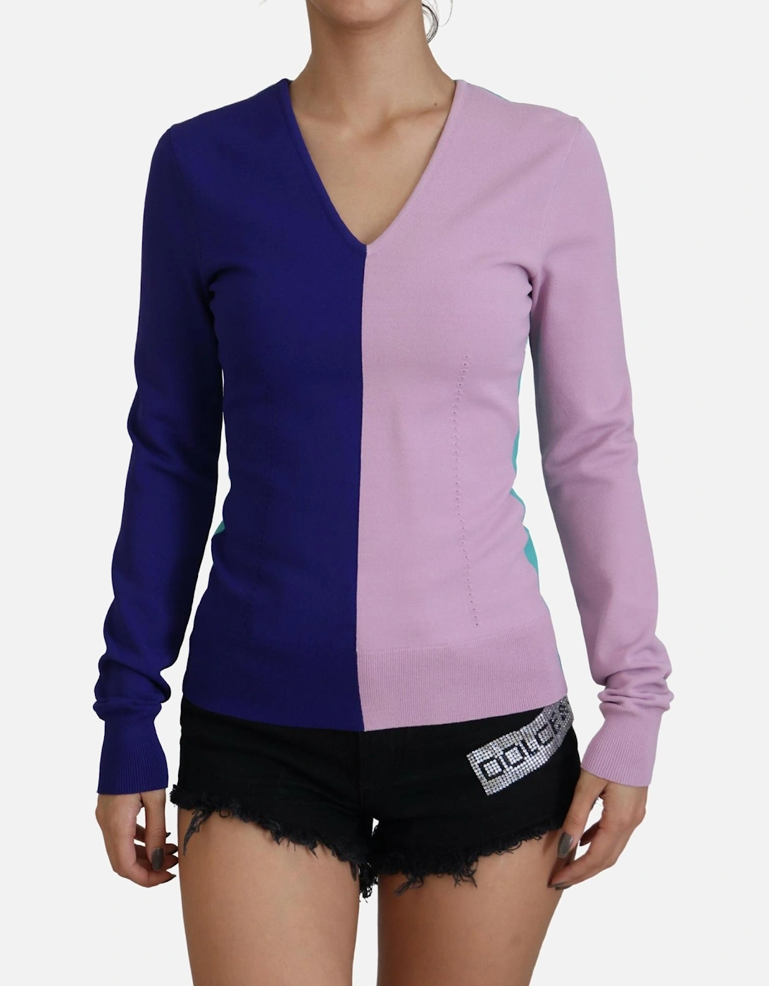 VNeck Knit ColorBlock Sweater Women - Multicolor, 6 of 5