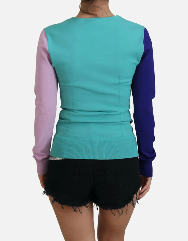 VNeck Knit ColorBlock Sweater Women - Multicolor