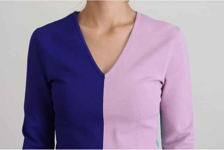VNeck Knit ColorBlock Sweater Women - Multicolor