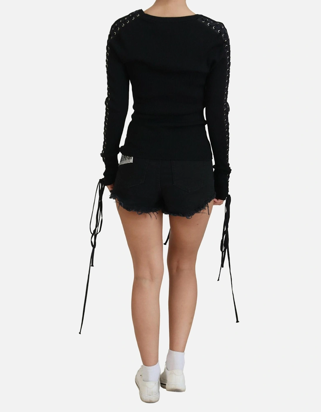Long Sleeve Ribbed Knit Top Women - Black Sweaters