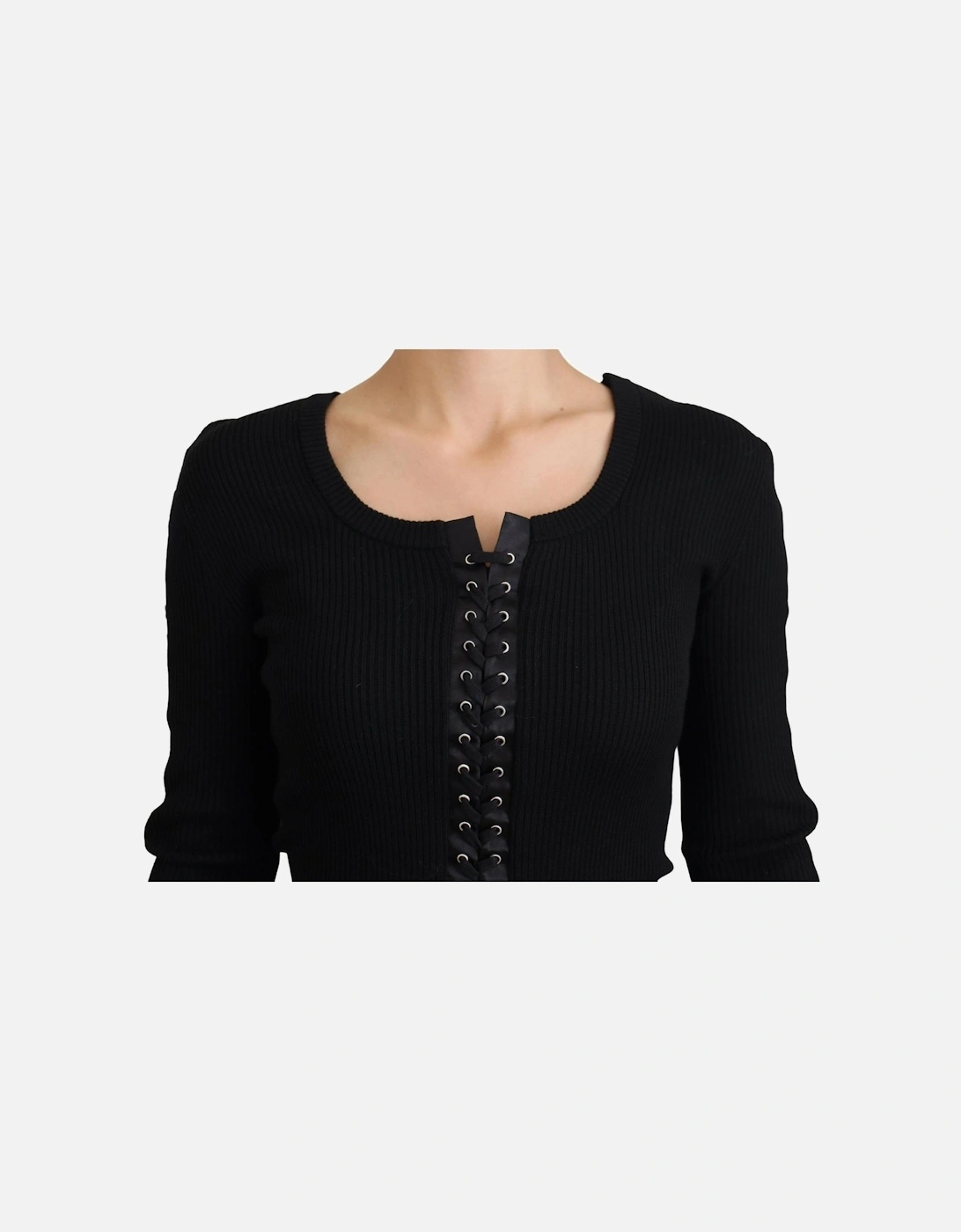 Long Sleeve Ribbed Knit Top Women - Black Sweaters