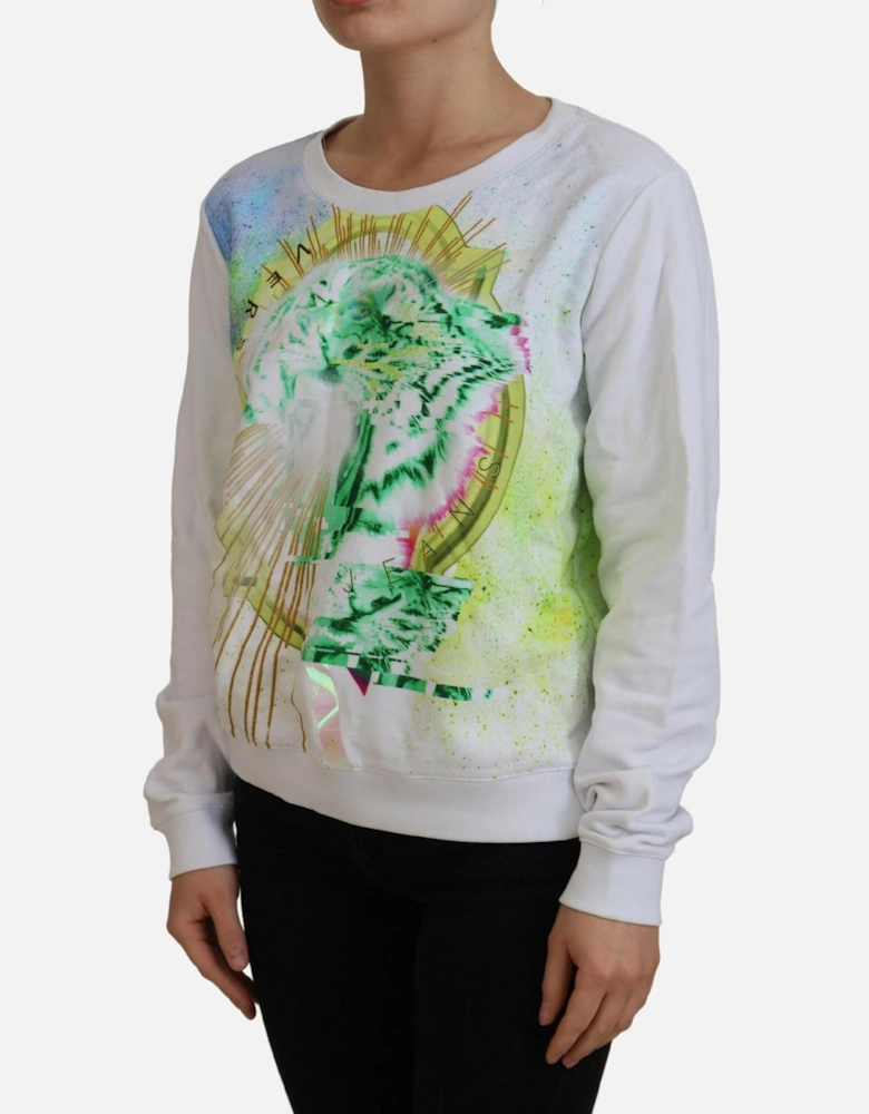 Tiger Graphic Print Sweatshirt Women - White Sweaters