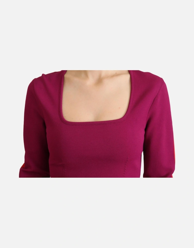 Square Neck Multicolor Pullover Sweater Women