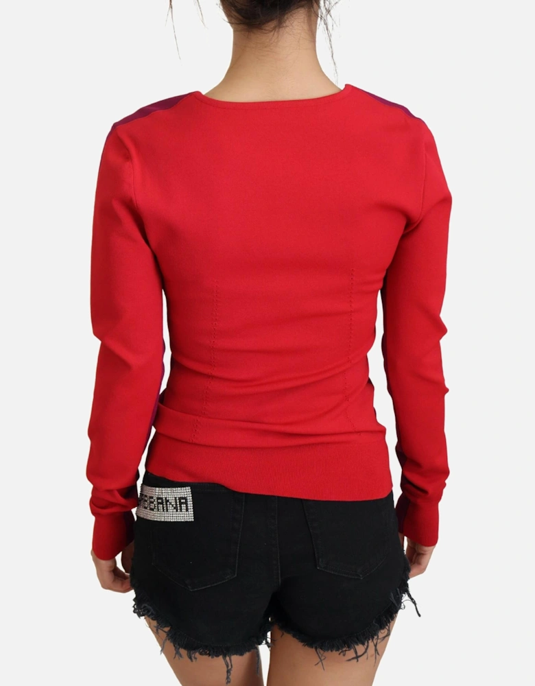 Square Neck Multicolor Pullover Sweater Women