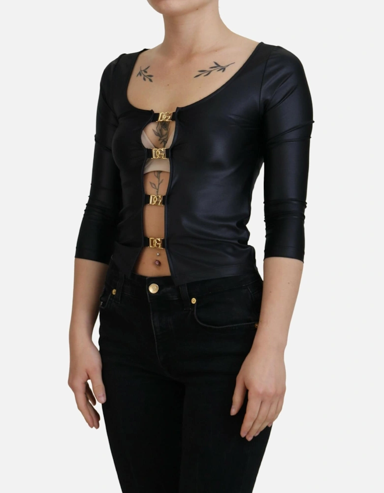 34 Sleeve Top Buckle Detail Women - Black T-Shirts