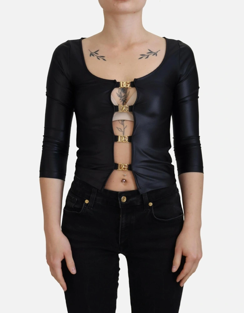 34 Sleeve Top Buckle Detail Women - Black T-Shirts