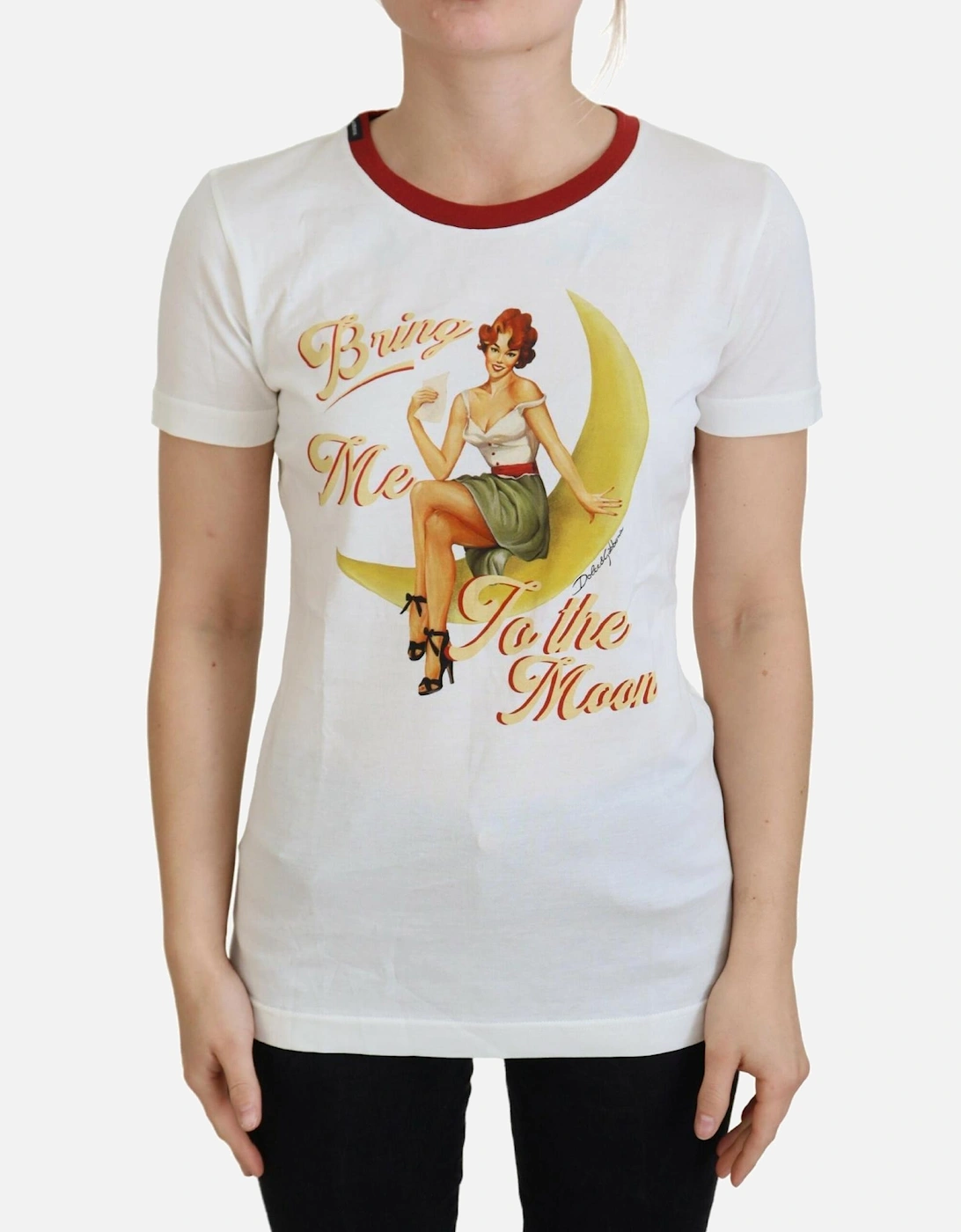 Cotton Printed Casual Top with Logo Details Women - White T-Shirts, 7 of 6