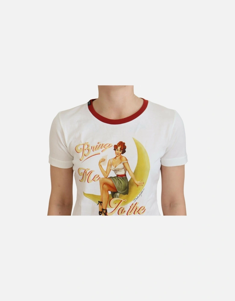 Cotton Printed Casual Top with Logo Details Women - White T-Shirts