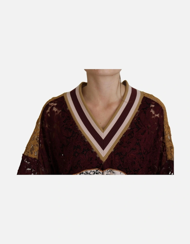 Lace Sweatshirt Relaxed Fit Long Sleeves Women - Multicolor Sweaters
