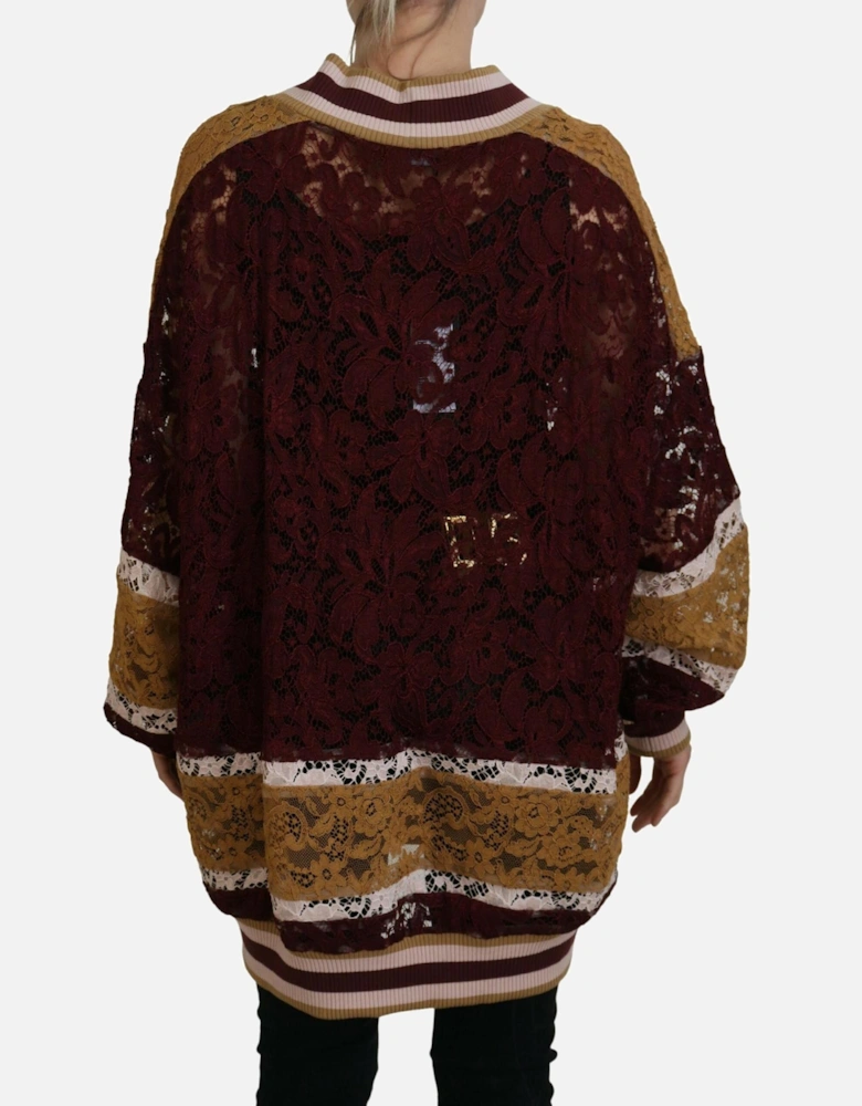 Lace Sweatshirt Relaxed Fit Long Sleeves Women - Multicolor Sweaters