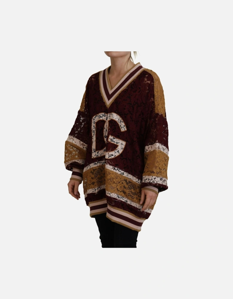 Lace Sweatshirt Relaxed Fit Long Sleeves Women - Multicolor Sweaters