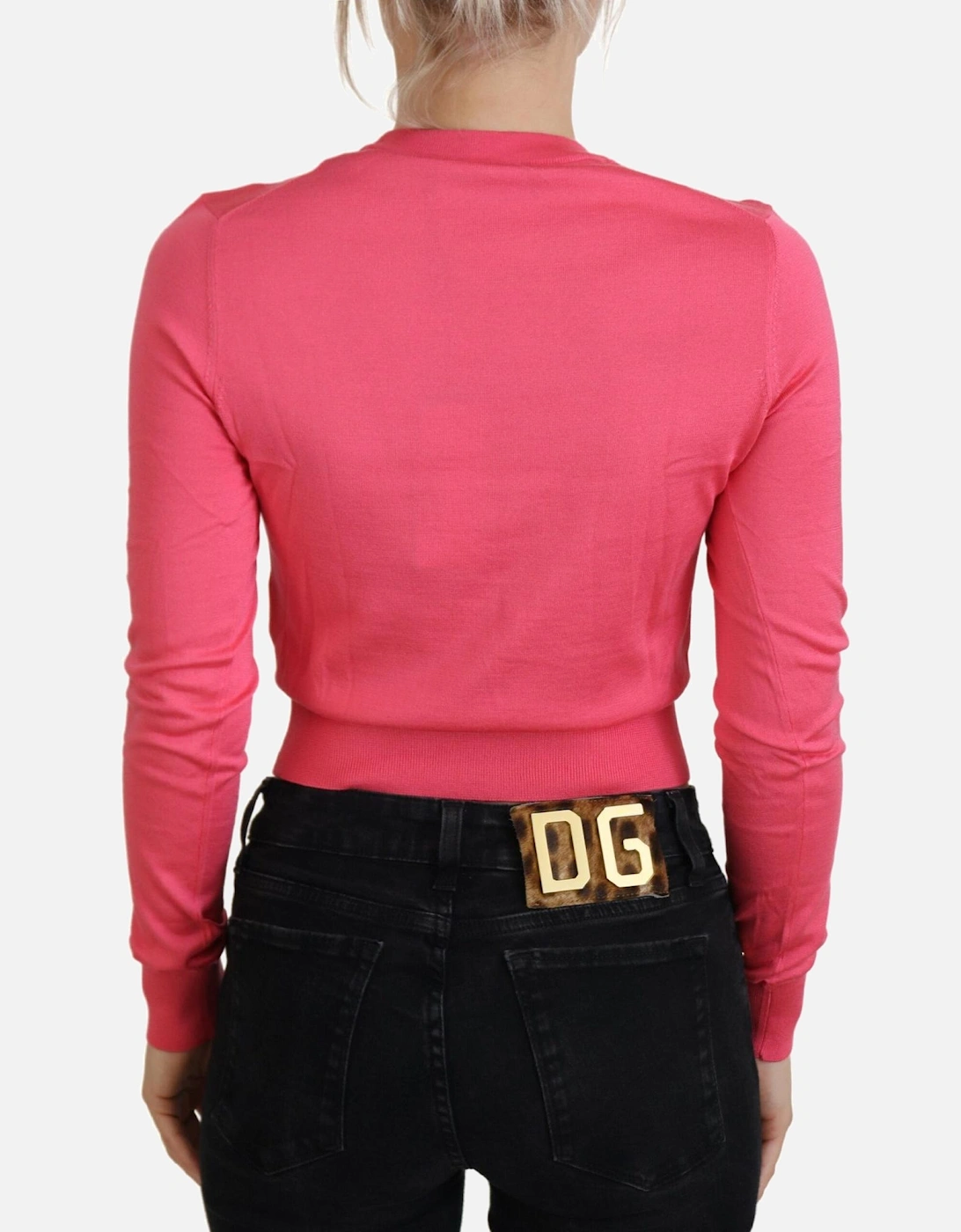 Crop Top Long Sleeve Slim Fit Women - Pink Sweaters