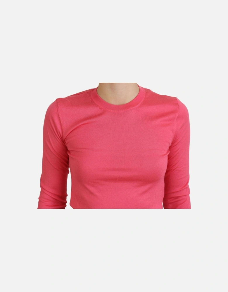 Crop Top Long Sleeve Slim Fit Women - Pink Sweaters