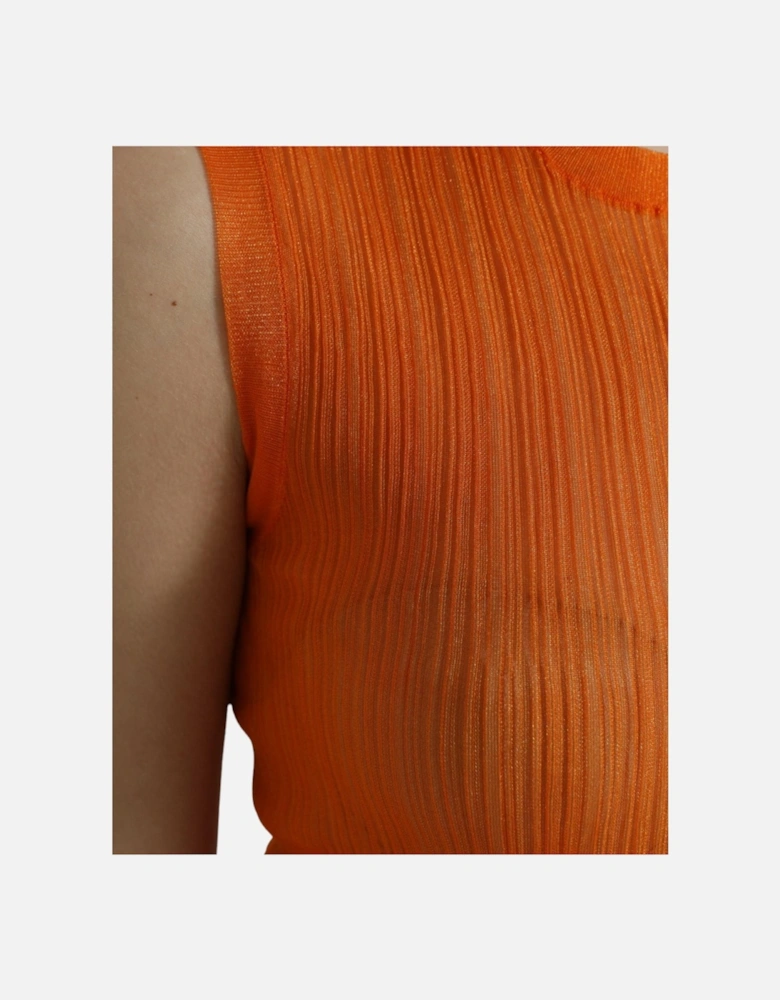 Crew Neck Tank Top with Logo Details Women - Orange T-Shirts
