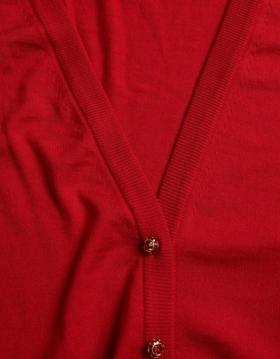 Red V-Neck Wool Cardigan for Women Sweaters