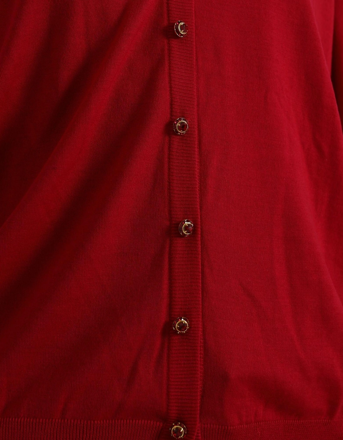 Red V-Neck Wool Cardigan for Women Sweaters