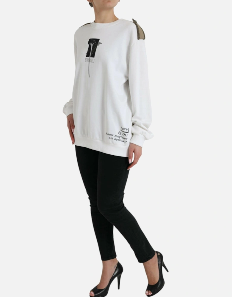 Luxury Black and White Crew Neck Sweater Women